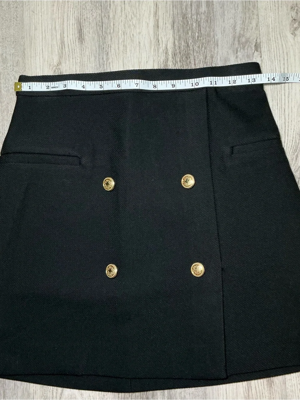 H&M Black Gold Button Mini Skirt Size 4